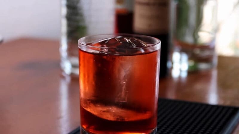 Negroni cocktail made with gin, Campari (a type of amaro), and sweet vermouth